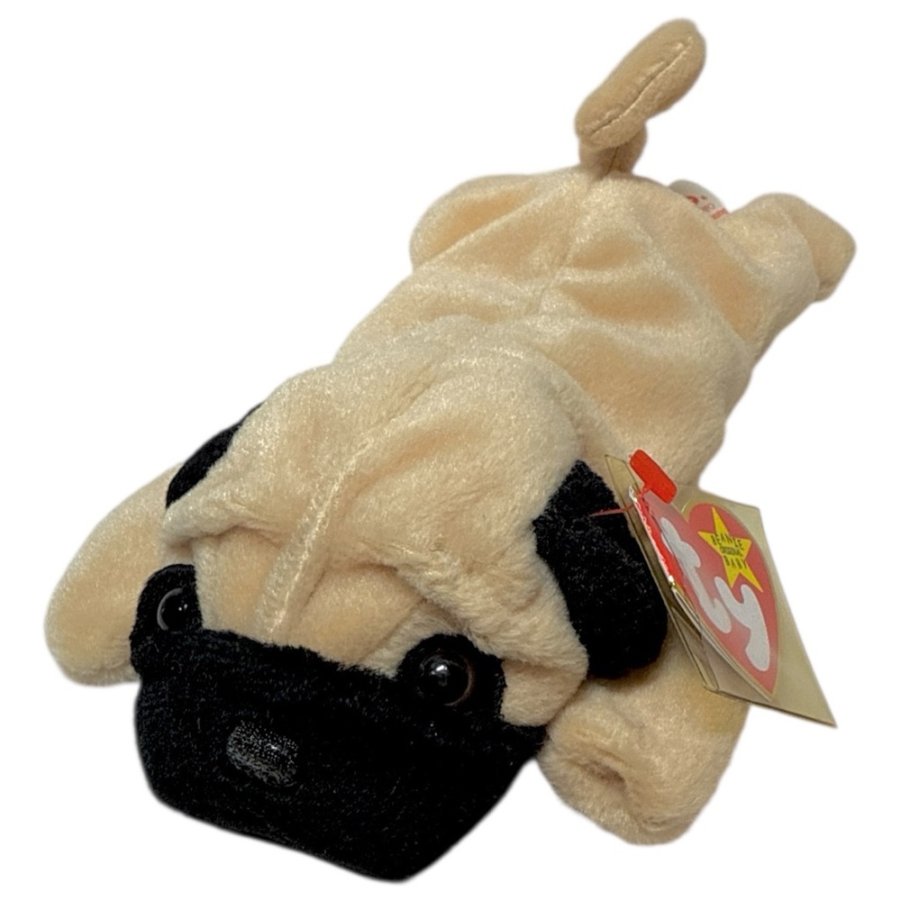 Vintage TY Beanie Baby Pugsly the Pug Dog (1996, PVC Pellets) - Retired
